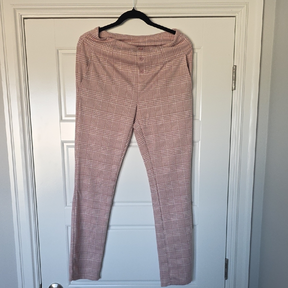 Halara Plaid Pink Women's Tapered Fit Pants Size Large